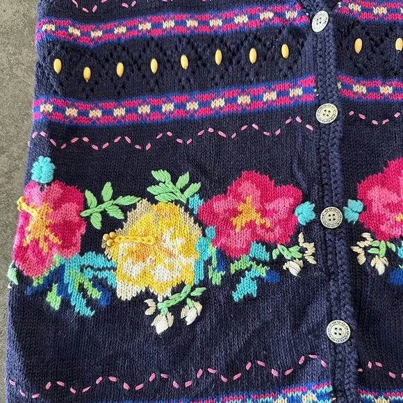 Vintage Jantzen hand embroidered Floral Button Down Cottagecore Vest - Picture 3 of 8